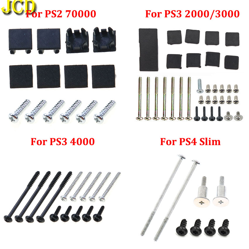 Gaming Console Tv - JCD PS4 スリムネジネジキットフルセット黒プラスチックゴム足カバー PS3 スリム 2000